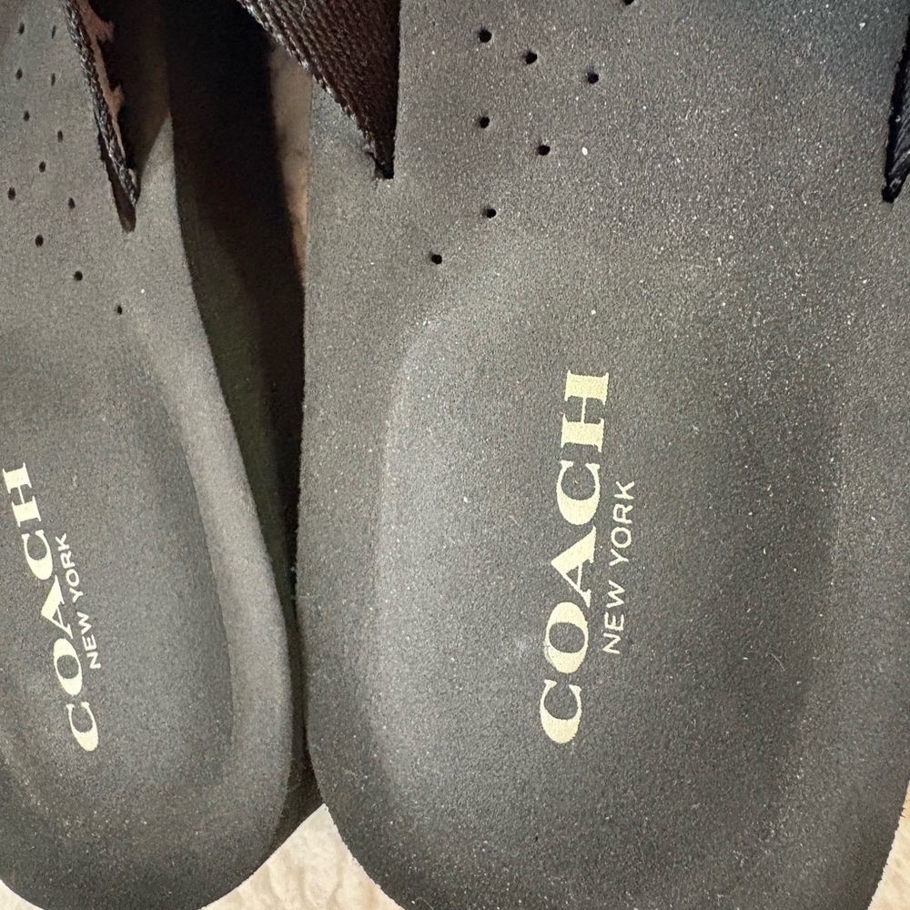 COACH. Black and White Flip Flops - Picture 3 of 6